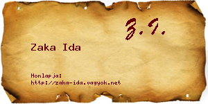 Zaka Ida névjegykártya